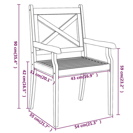 Outdoor Dining Chairs 3 Pcs Solid Wood Acacia