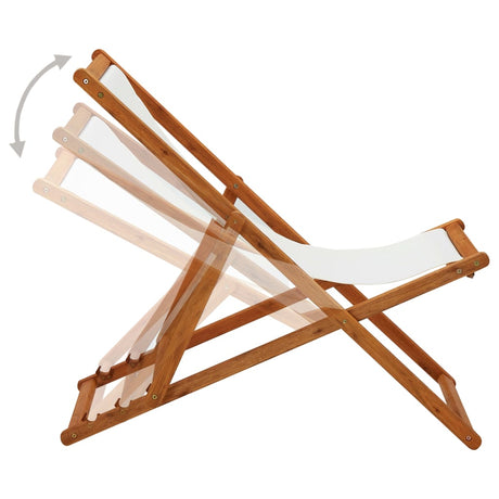 Folding Beach Chair Eucalyptus Wood And Fabric