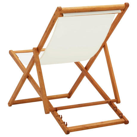 Folding Beach Chair Eucalyptus Wood And Fabric