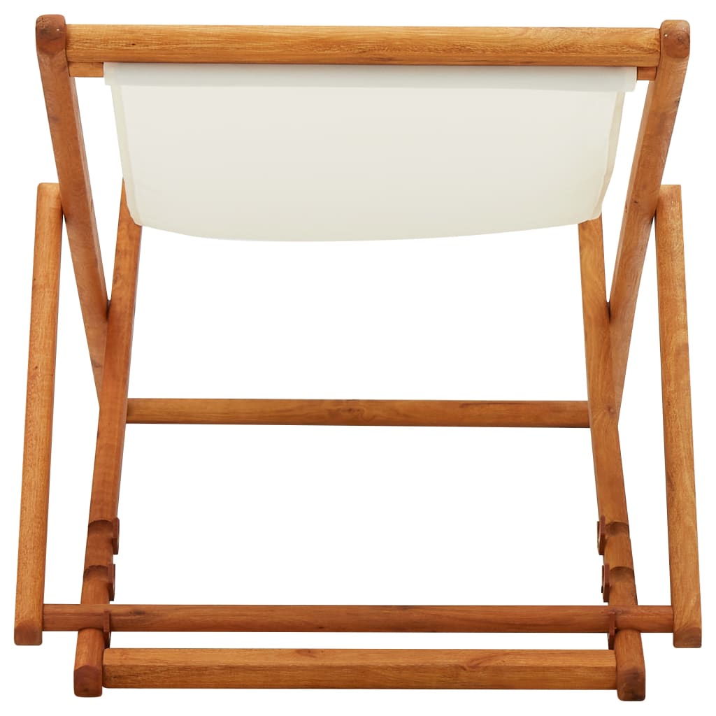 Folding Beach Chair Eucalyptus Wood And Fabric
