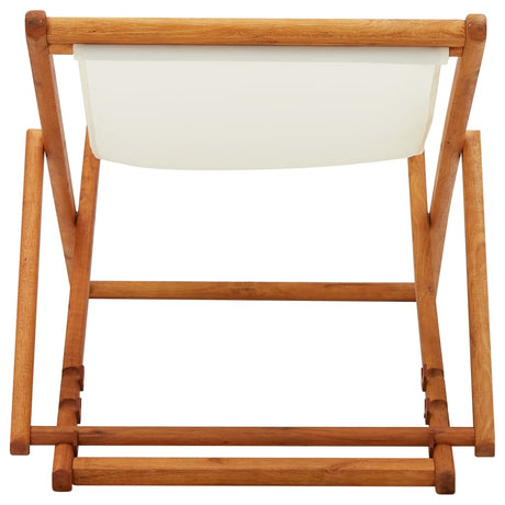 Folding Beach Chair Eucalyptus Wood And Fabric