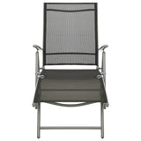 Folding Sun Lounger Textilene And Aluminium Black And Silver