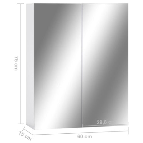 Bathroom Mirror Cabinet White 60X15X75 Cm Mdf