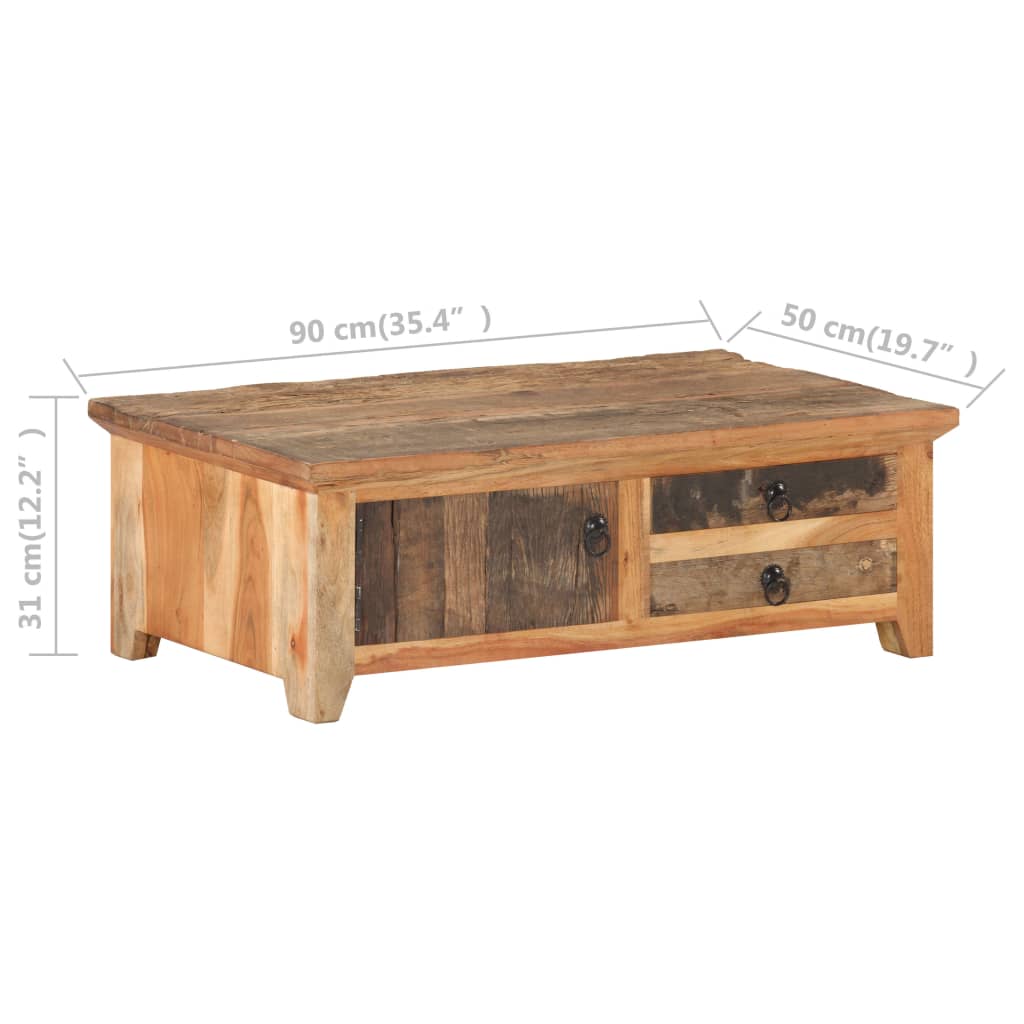 Coffee Table 90X50X31 Cm Solid Reclaimed Wood