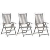 Garden Reclining Chairs 4 Pcs Grey Solid Acacia Wood