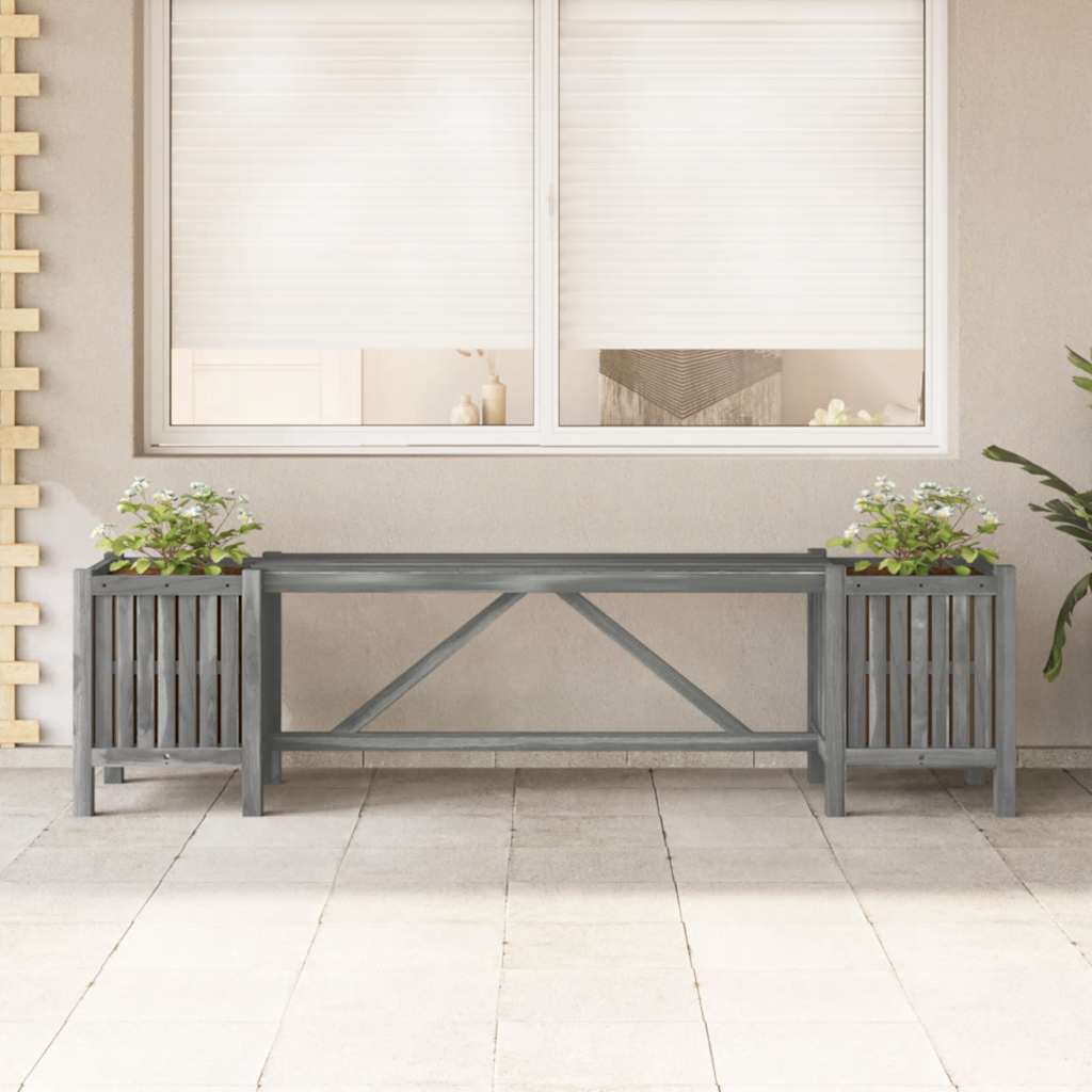 Garden Bench With 2 Planters 150Cm Solid Acacia Wood