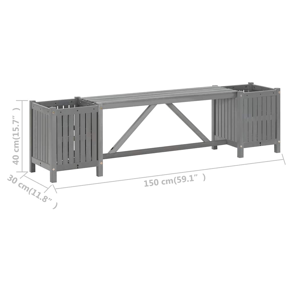 Garden Bench With 2 Planters 150Cm Solid Acacia Wood