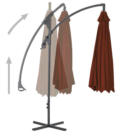 Cantilever Garden Parasol With Steel Pole 300 Cm