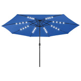 Garden Parasol with LED Lights 400 cm Azure Blue