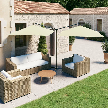 Double Garden Parasol With Steel Pole 600X300 Cm