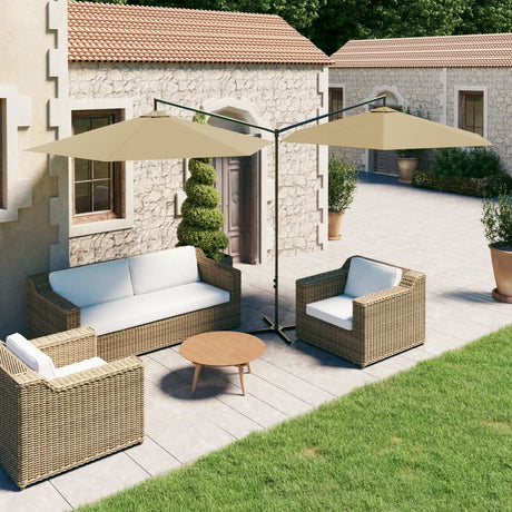 Double Garden Parasol With Steel Pole 600 Cm