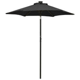 Garden Parasol with LED Lights Black 200x211 cm Aluminium