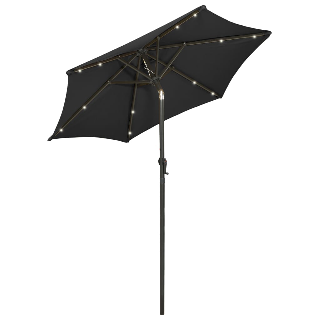 Garden Parasol with LED Lights Black 200x211 cm Aluminium