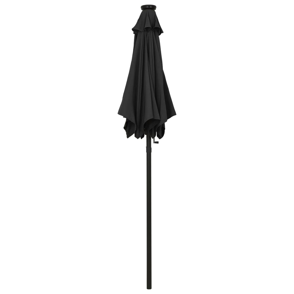 Garden Parasol with LED Lights Black 200x211 cm Aluminium