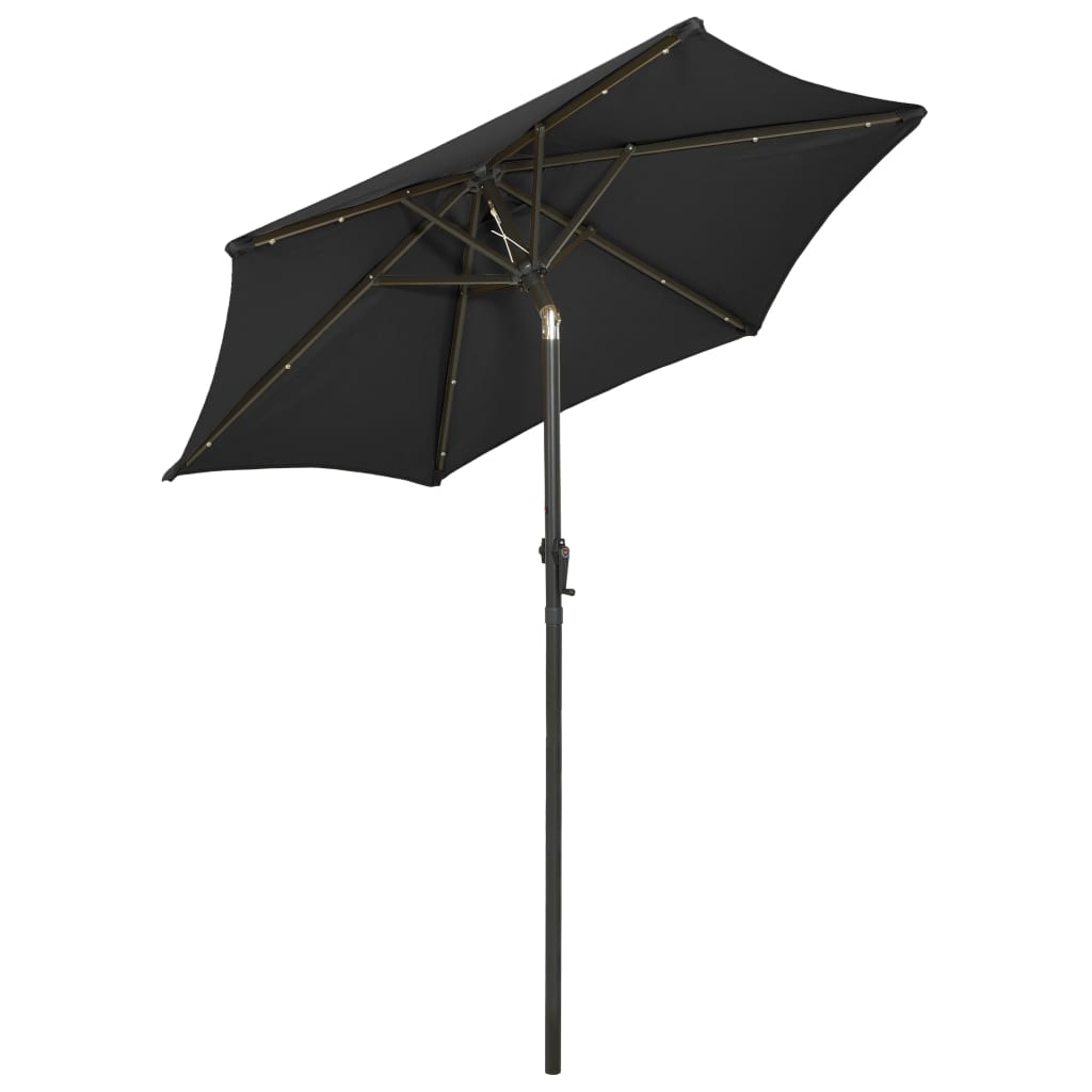 Garden Parasol with LED Lights Black 200x211 cm Aluminium