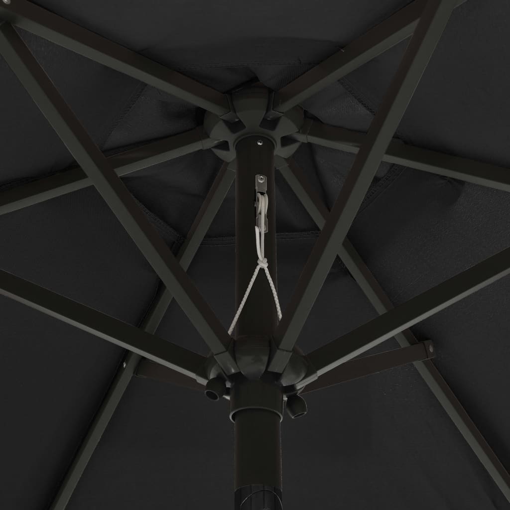 Garden Parasol with LED Lights Black 200x211 cm Aluminium