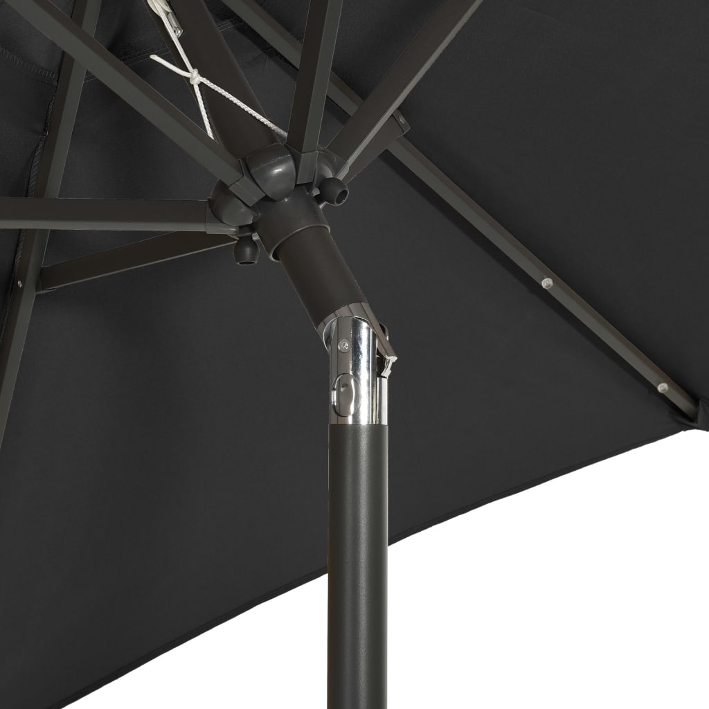 Garden Parasol with LED Lights Black 200x211 cm Aluminium