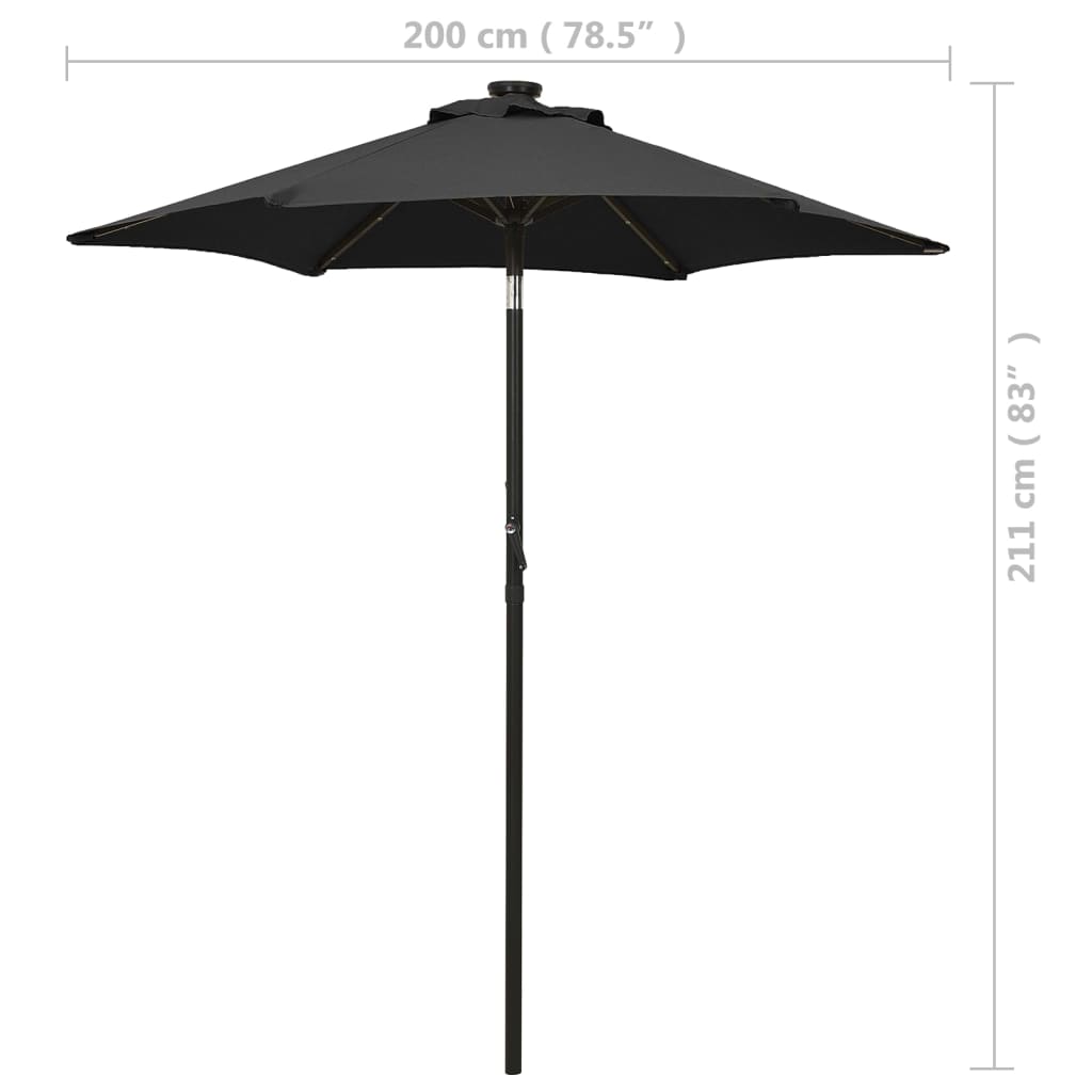 Garden Parasol with LED Lights Black 200x211 cm Aluminium