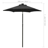 Garden Parasol with LED Lights Black 200x211 cm Aluminium