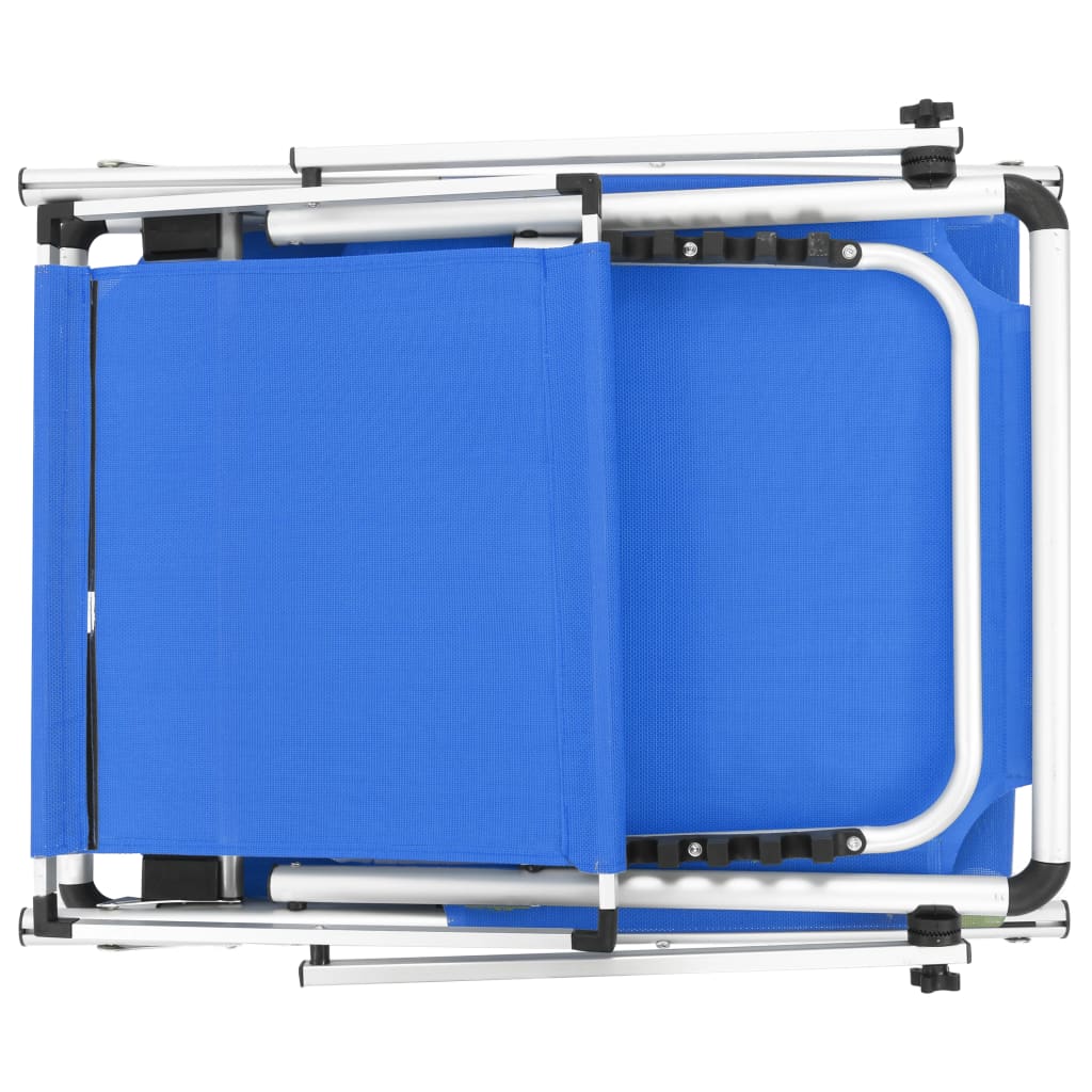 Folding Sun Loungers With Roof 2 Pcs Aluminium&Textilene Blue