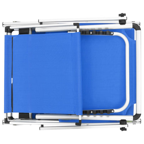 Folding Sun Loungers With Roof 2 Pcs Aluminium&Textilene Blue