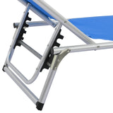 Folding Sun Loungers With Roof 2 Pcs Aluminium&Textilene Blue