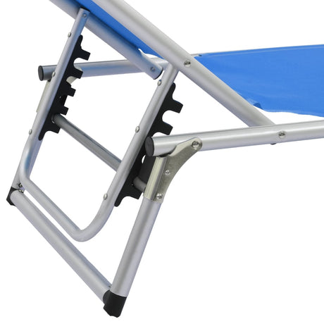 Folding Sun Loungers With Roof 2 Pcs Aluminium&Textilene Blue