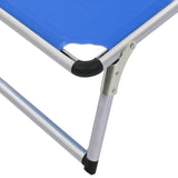 Folding Sun Loungers With Roof 2 Pcs Aluminium&Textilene Blue