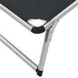 Folding Sun Loungers With Roof 2 Pcs Aluminium&Textilene Black