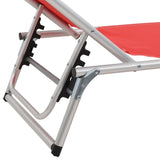 Folding Sun Loungers With Roof 2 Pcs Aluminium&Textilene Red