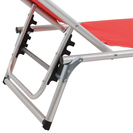 Folding Sun Loungers With Roof 2 Pcs Aluminium&Textilene Red