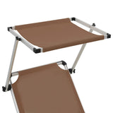 Folding Sun Loungers With Roof 2 Pcs Aluminium&Textilene Brown