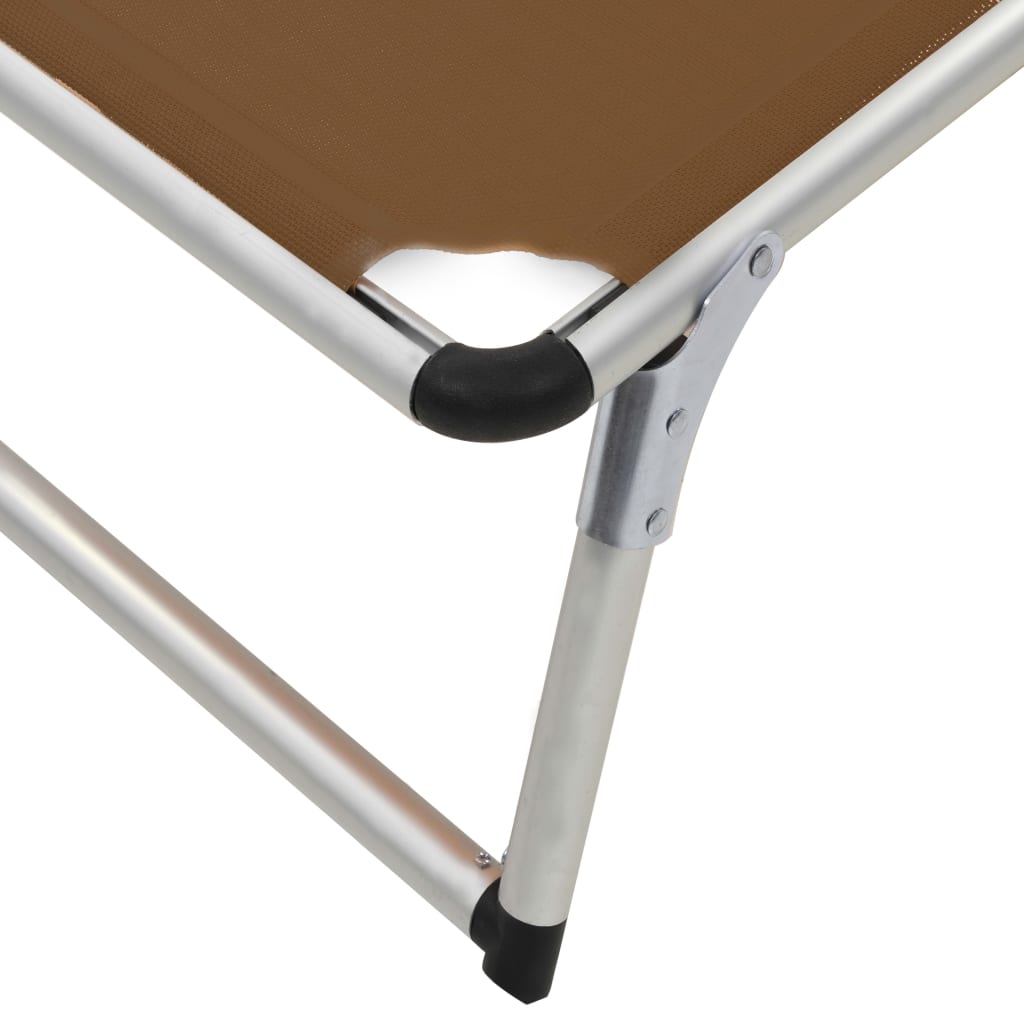 Folding Sun Loungers With Roof 2 Pcs Aluminium&Textilene Brown
