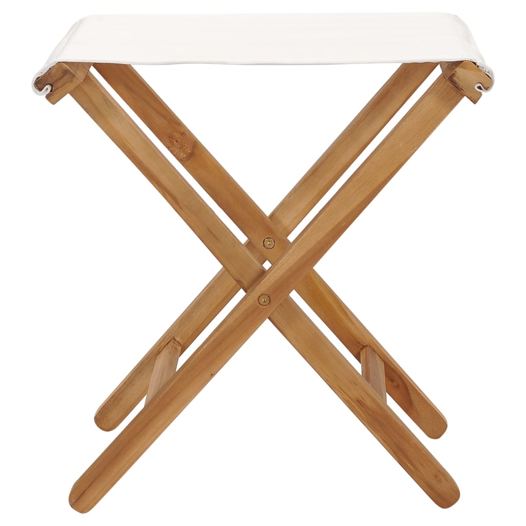 Folding Chairs 2 Pcs Solid Teak Wood And Fabric