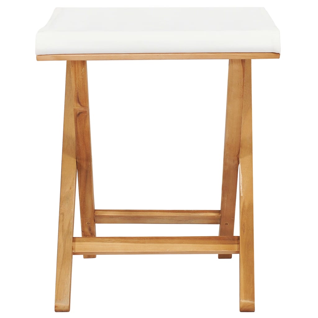 Folding Chairs 2 Pcs Solid Teak Wood And Fabric