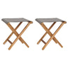 Folding Chairs 2 Pcs Solid Teak Wood And Fabric
