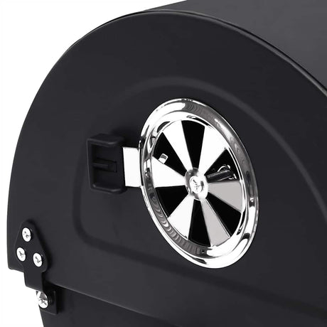 Barrel Grill With Wheels And Shelves Black Steel 115X85X95 Cm
