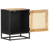 Bedside Cabinet 40X30X50 Cm Rough Mango Wood And Natural Cane