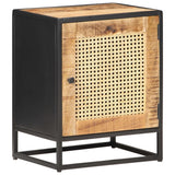 Bedside Cabinet 40X30X50 Cm Rough Mango Wood And Natural Cane
