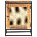 Bedside Cabinet 40X30X50 Cm Rough Mango Wood And Natural Cane