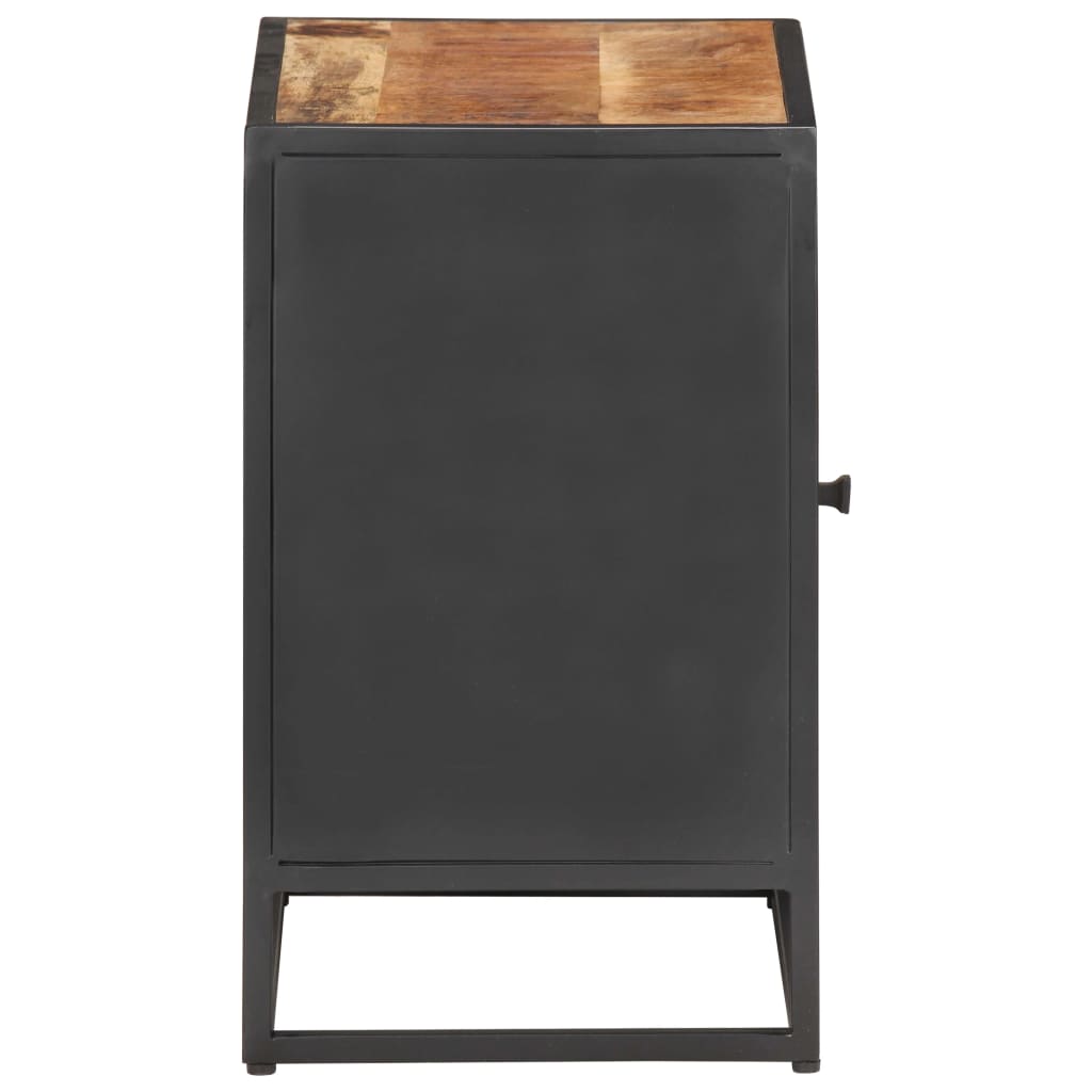 Bedside Cabinet 40X30X50 Cm Rough Mango Wood And Natural Cane
