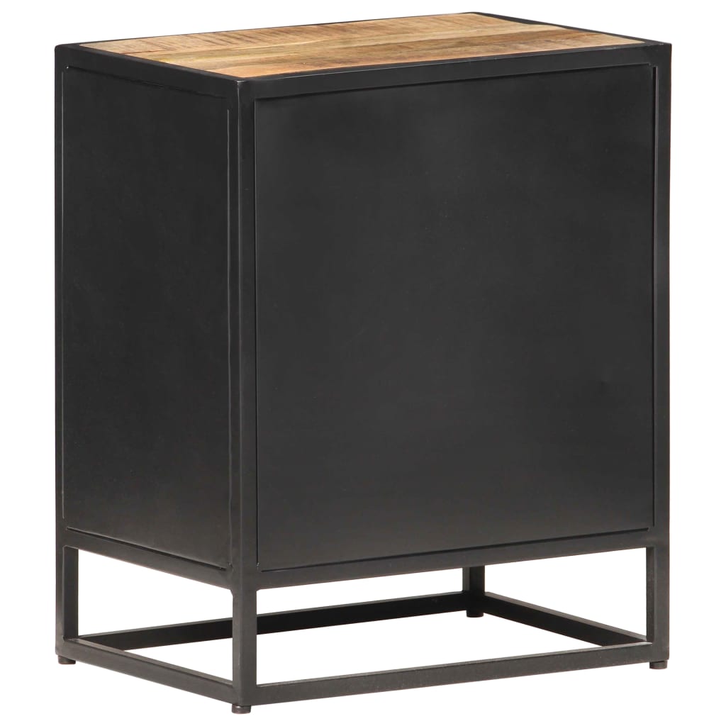 Bedside Cabinet 40X30X50 Cm Rough Mango Wood And Natural Cane