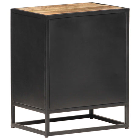 Bedside Cabinet 40X30X50 Cm Rough Mango Wood And Natural Cane