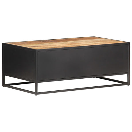 Coffee Table 90X50X35 Cm Rough Mango Wood And Natural Cane