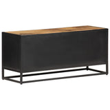 Tv Cabinet 90X30X40 Cm Rough Mango Wood And Natural Cane