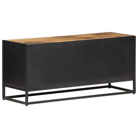 Tv Cabinet 90X30X40 Cm Rough Mango Wood And Natural Cane