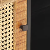 Tv Cabinet 90X30X40 Cm Rough Mango Wood And Natural Cane