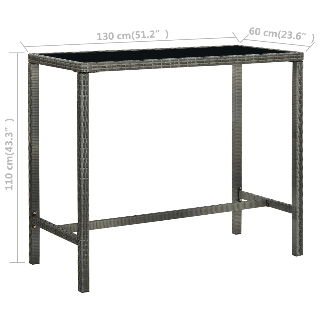 Garden Bar Table Poly Rattan And Glass