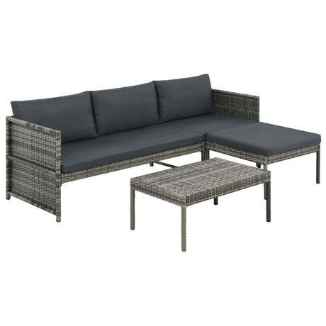 3 Piece Garden Lounge Set With Cushions Poly Rattan