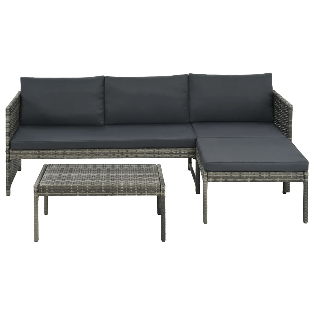 3 Piece Garden Lounge Set With Cushions Poly Rattan